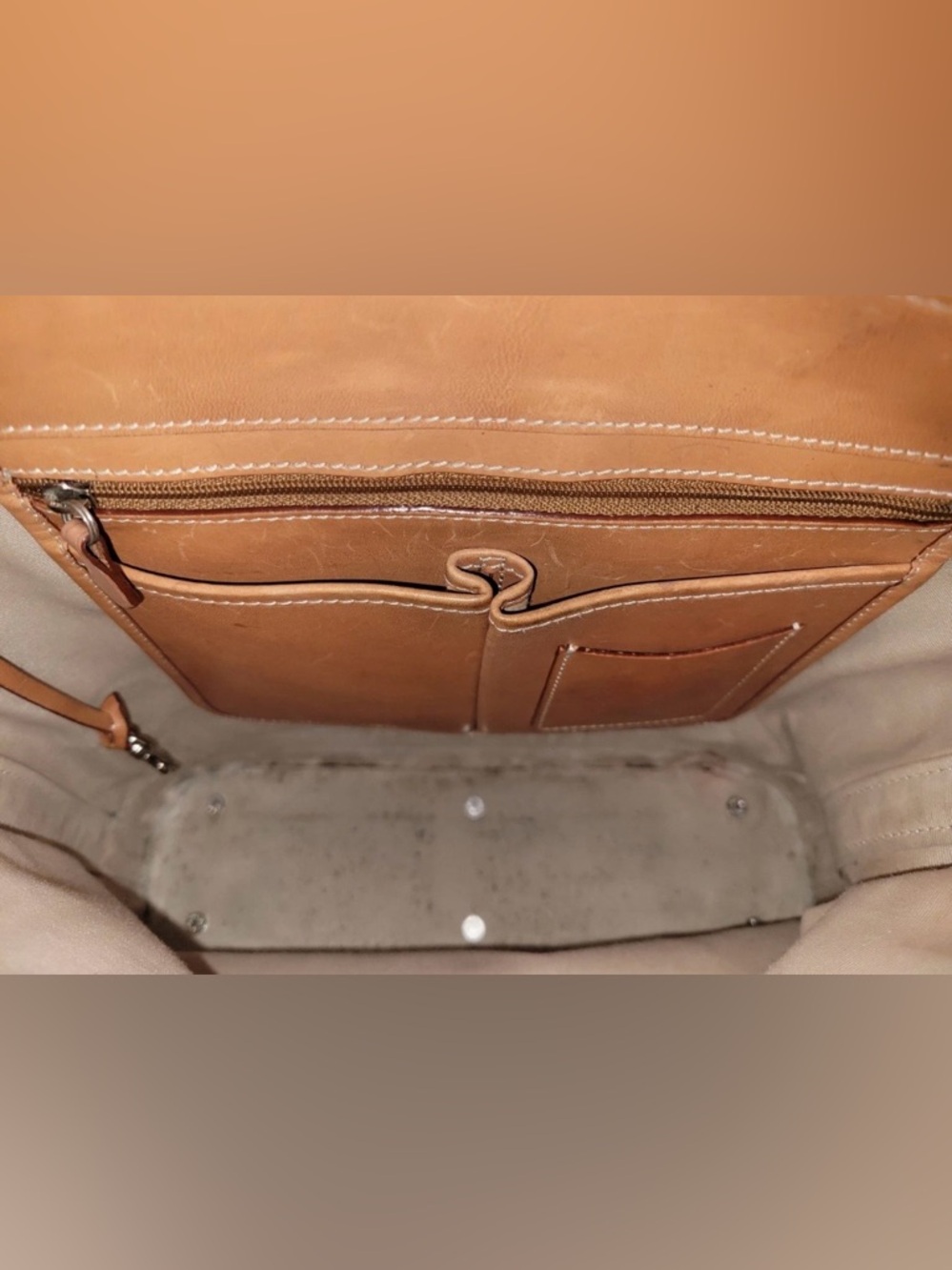 Vintage Dooney & Bourke Brown Canvas Monogram Tote Bag Tan Leather Trim - Picture 15 of 16